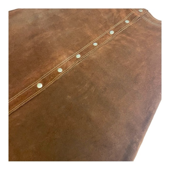 Vintage Brown Genuine Suede Snap Front A-Line Skirt Western Boho Midi size Small - Picture 5 of 9